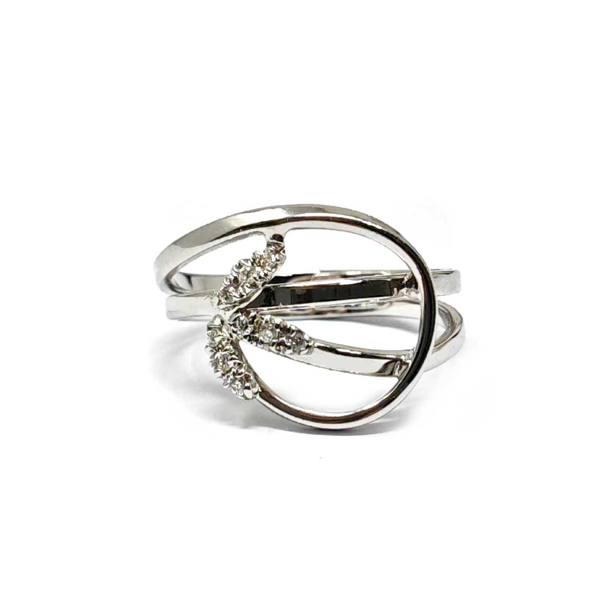 Anello Stilizzato con 9 Diamanti CT 0.07