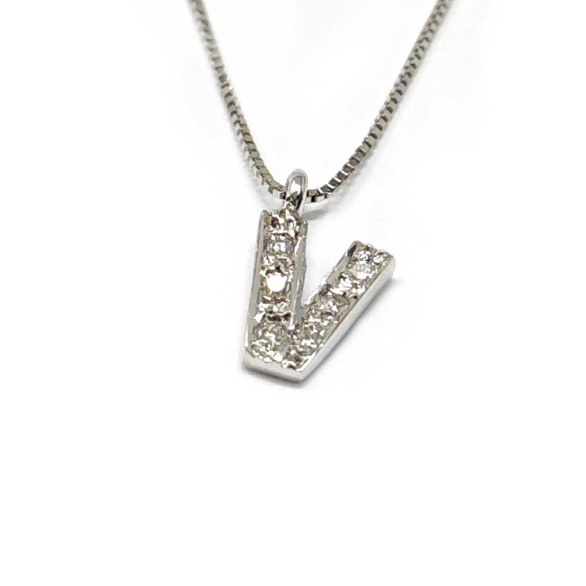 Pendente Lettera V con Diamanti CT 0.05