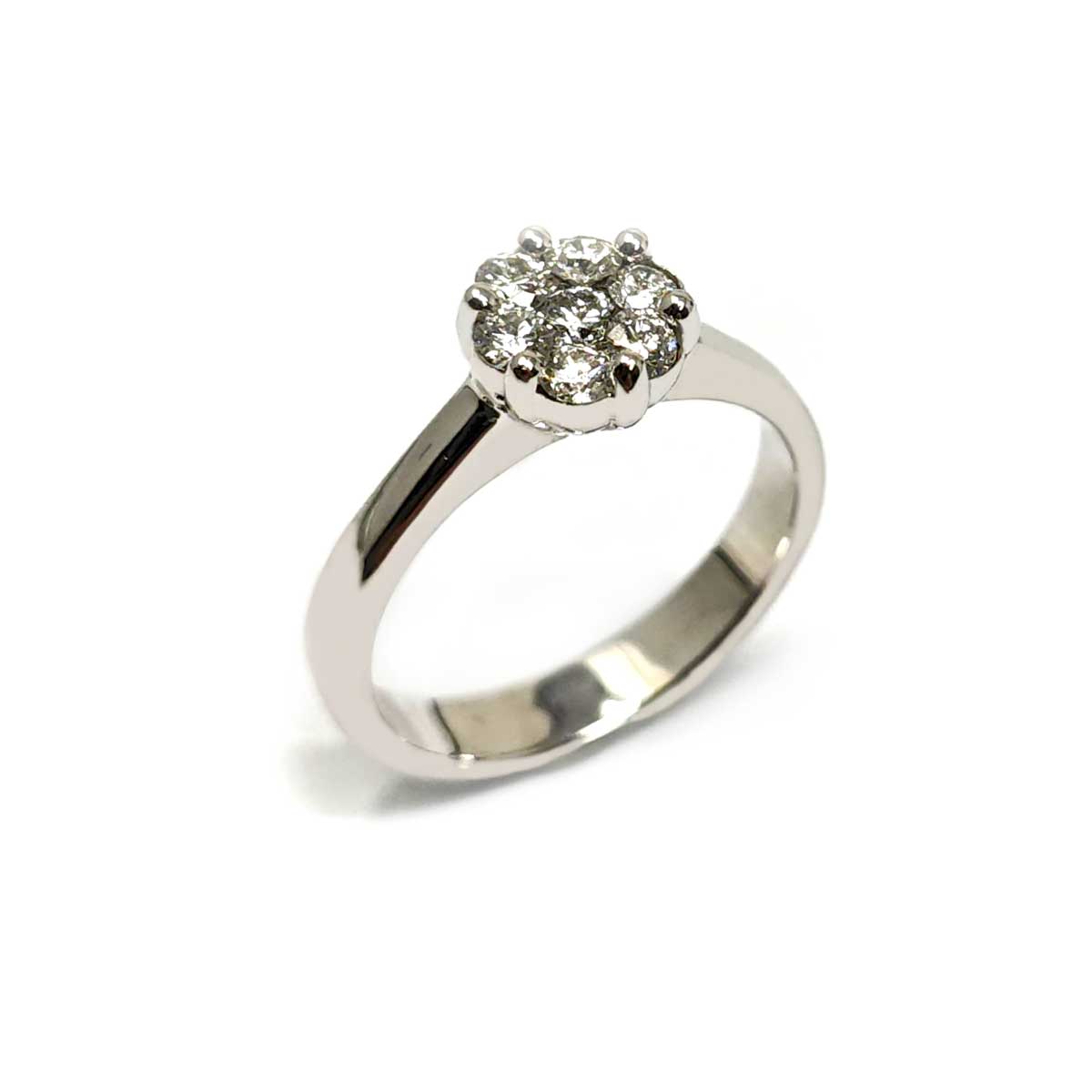 Anello Rosetta Battuta con Diamanti CT 0.46