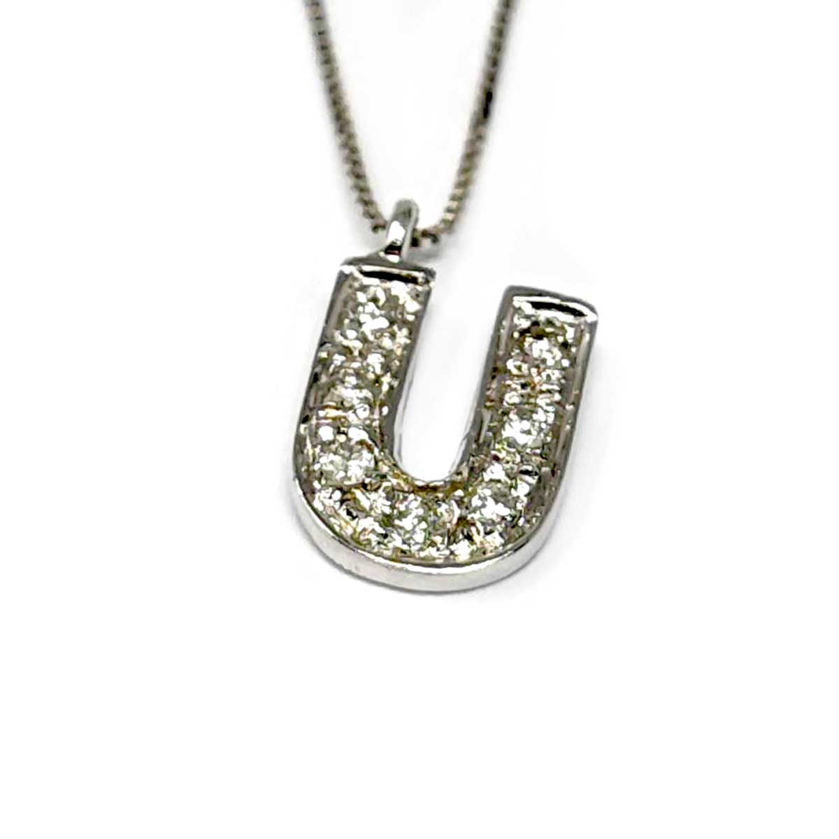 Pendente Lettera U con Diamanti CT 0.11