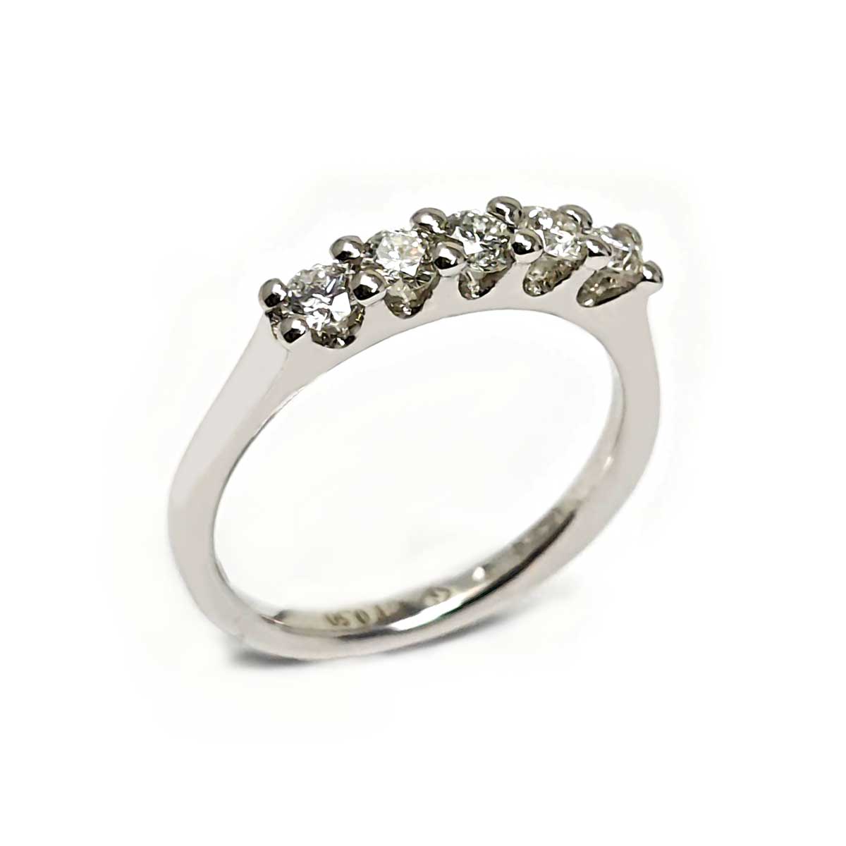 Anello Veretta 5 Pietre con Diamanti CT 0.50 VS1 E