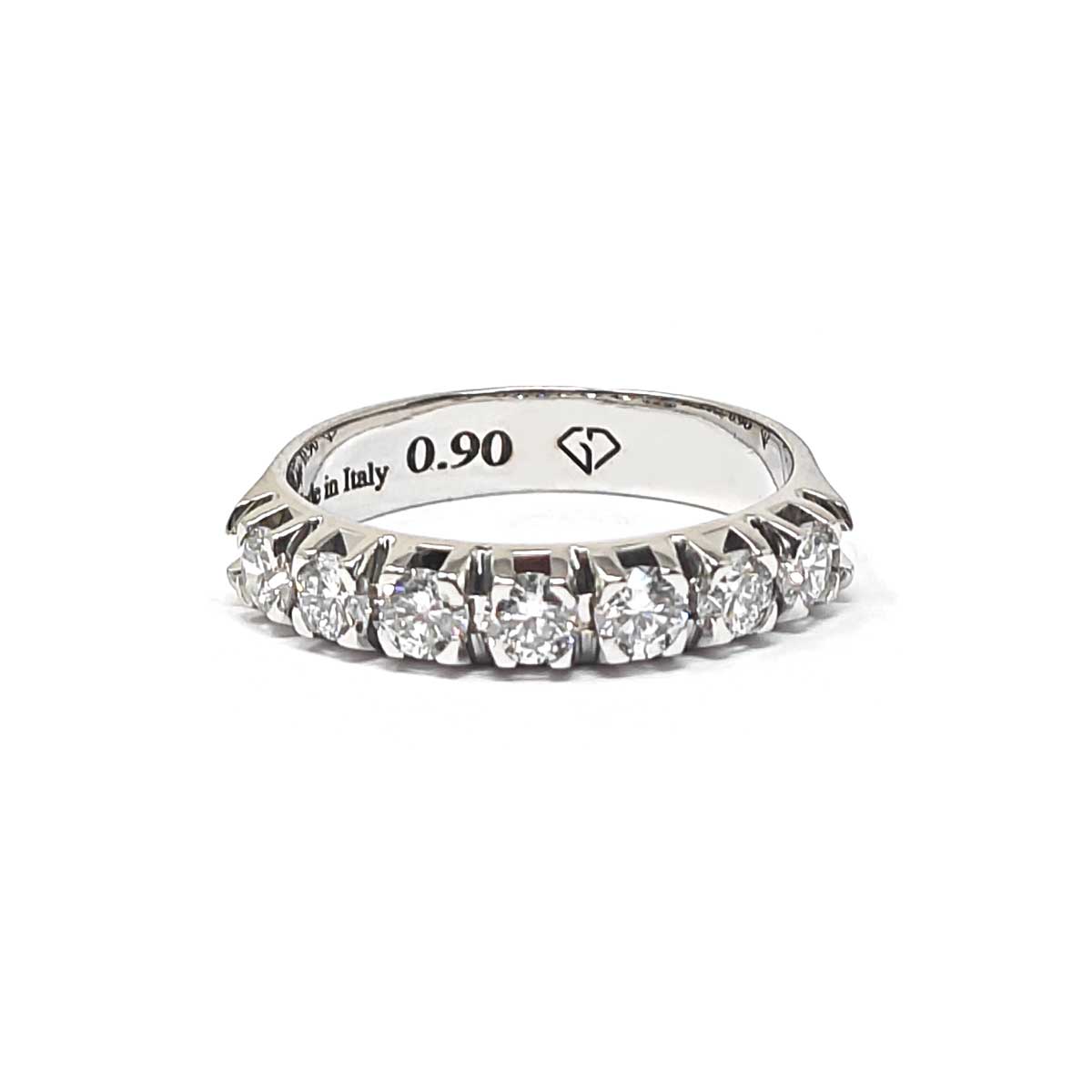 Anello Veretta in Oro Bianco con 7 Diamanti CT 0.90