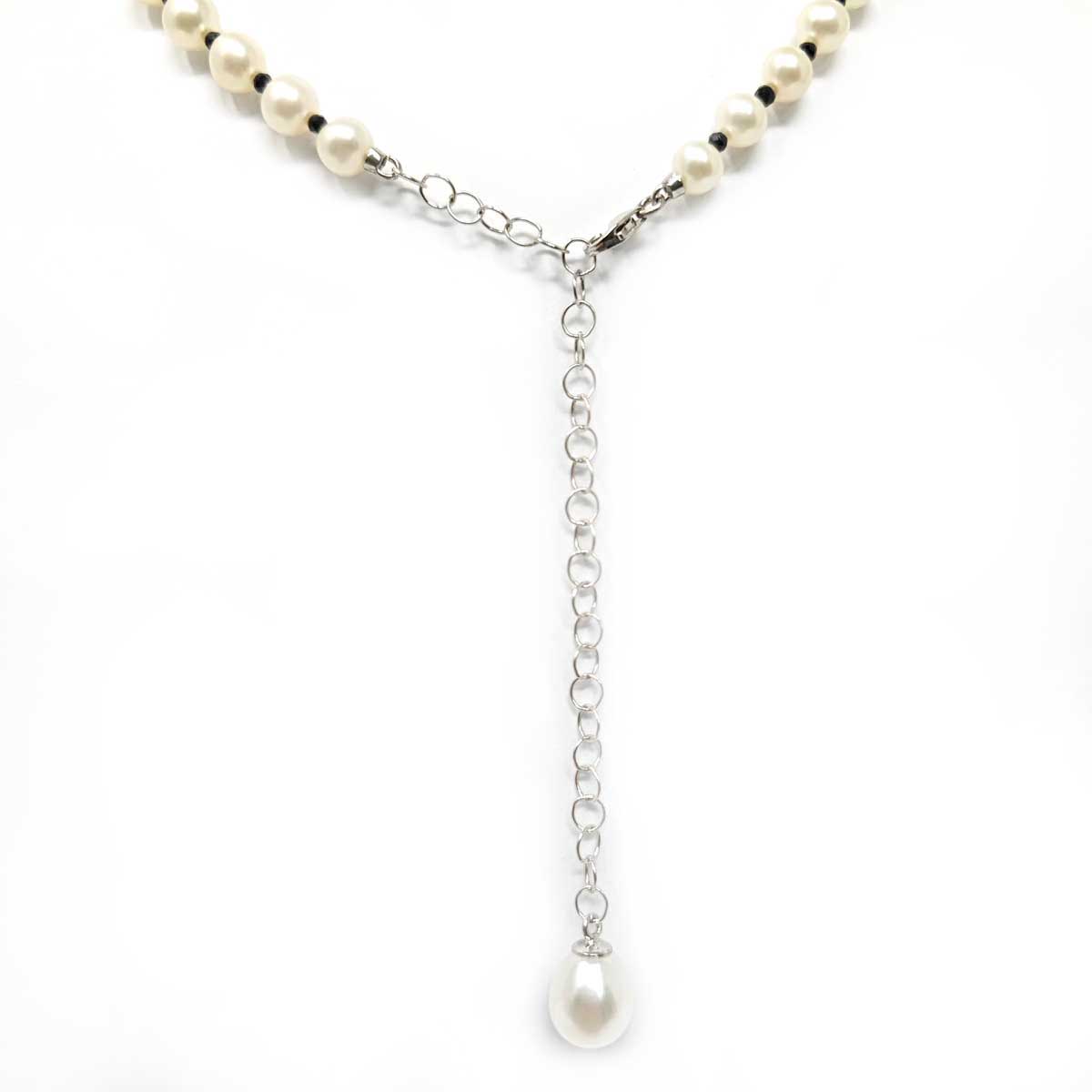 Strangolino con perle 5/5.5mm e Spinello Nero