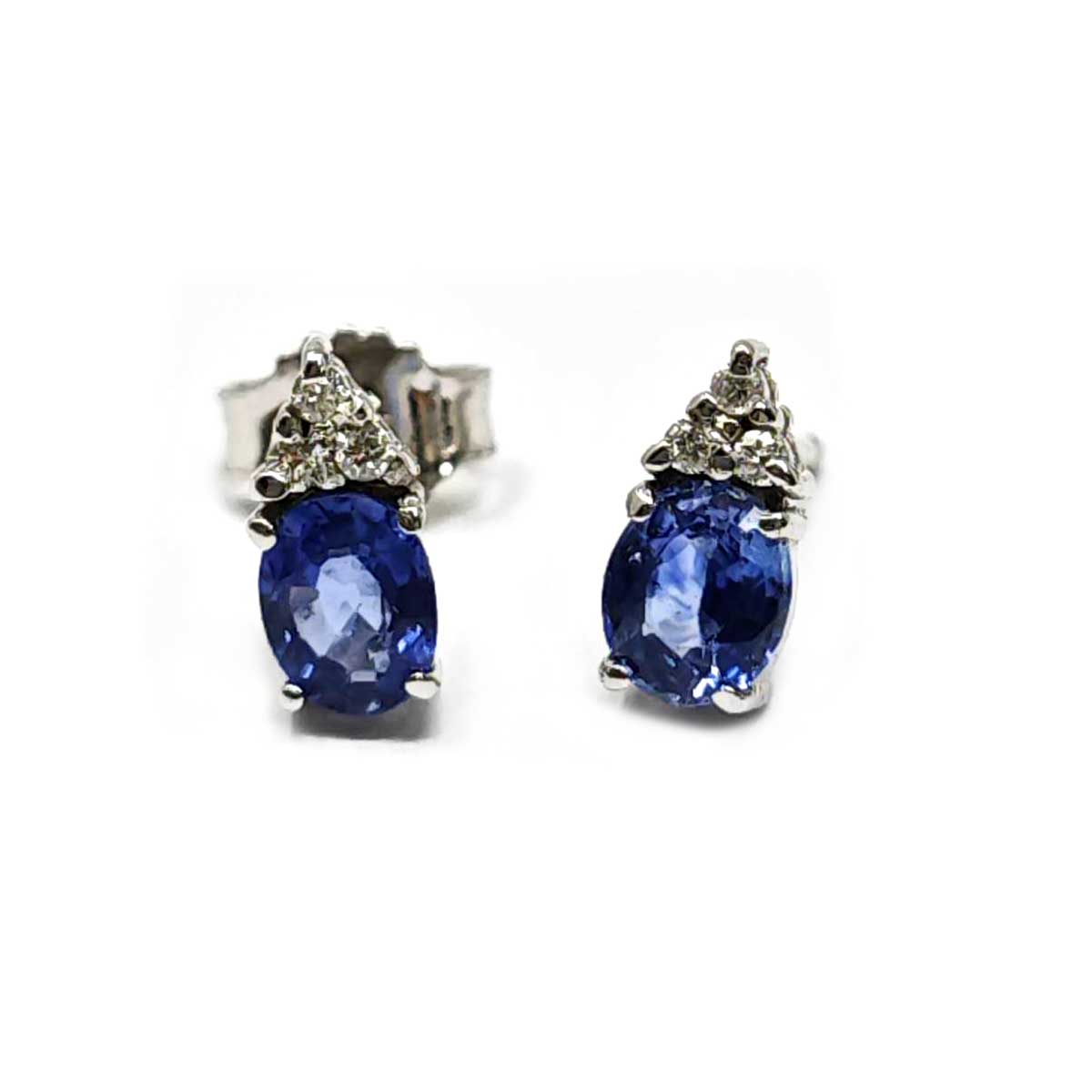 Orecchini con Zaffiro CT 0.76 e Diamanti CT 0.06