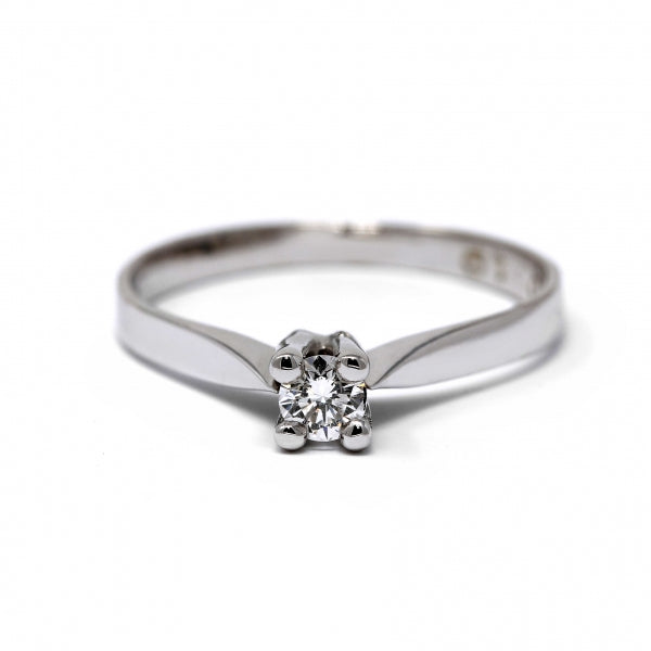 Anello Solitario in Oro Bianco con Diamante CT 0.16 Modello Giza