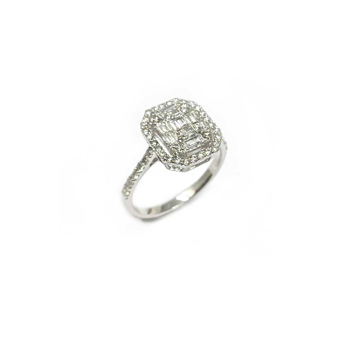 Anello Quadrato con Diamanti CT 0.75