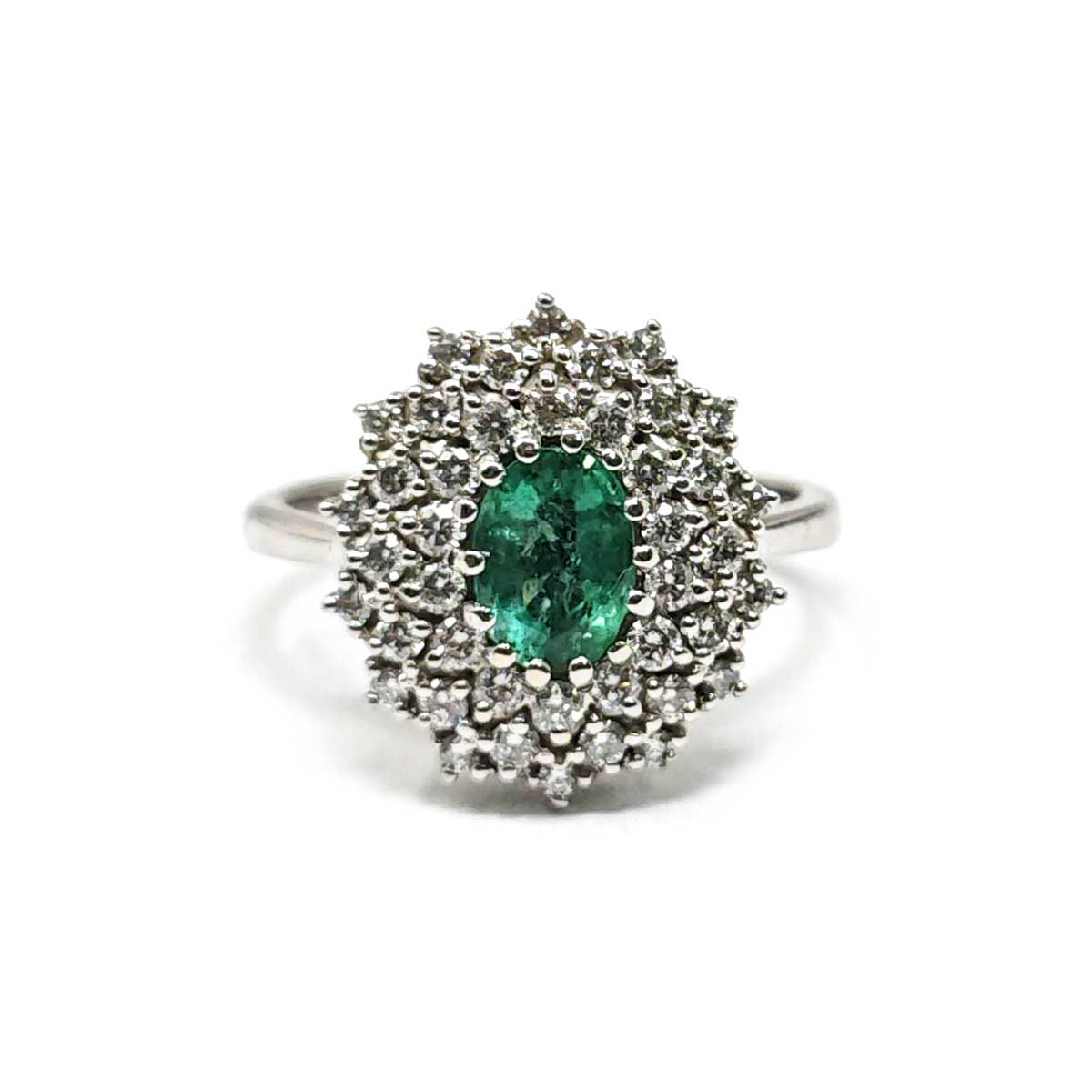 Anello con Smeraldo CT 0,80 e Diamanti CT 0.72