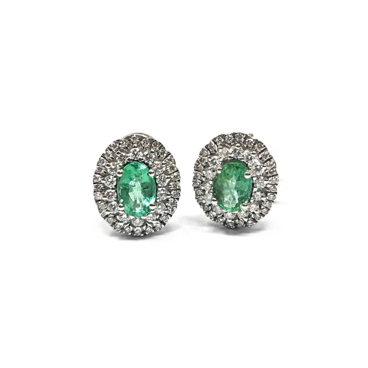 Orecchini con Smeraldo CT 1.50 e Diamanti CT 0.76