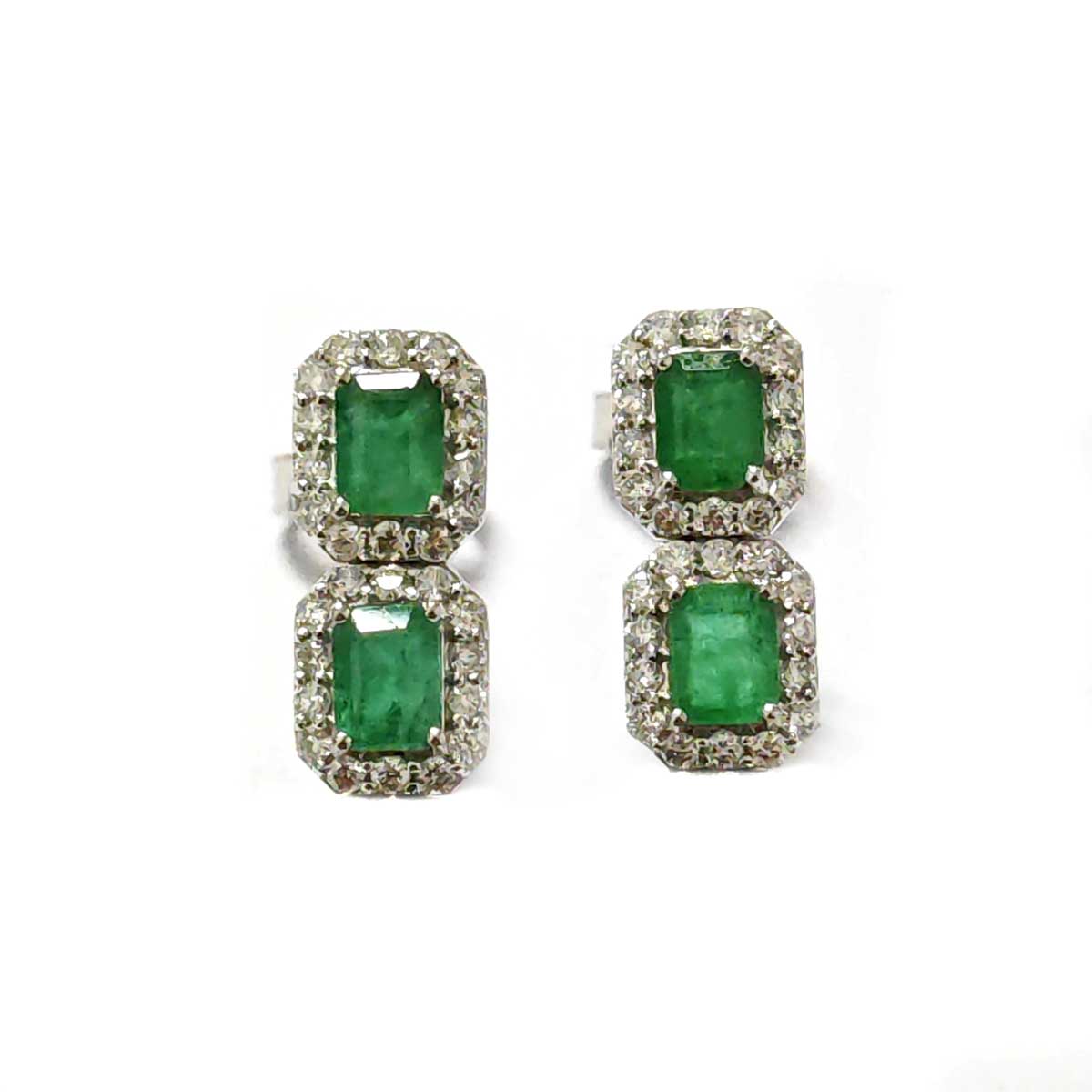 Orecchini con Smeraldi CT 0.88 e Diamanti CT 0.34