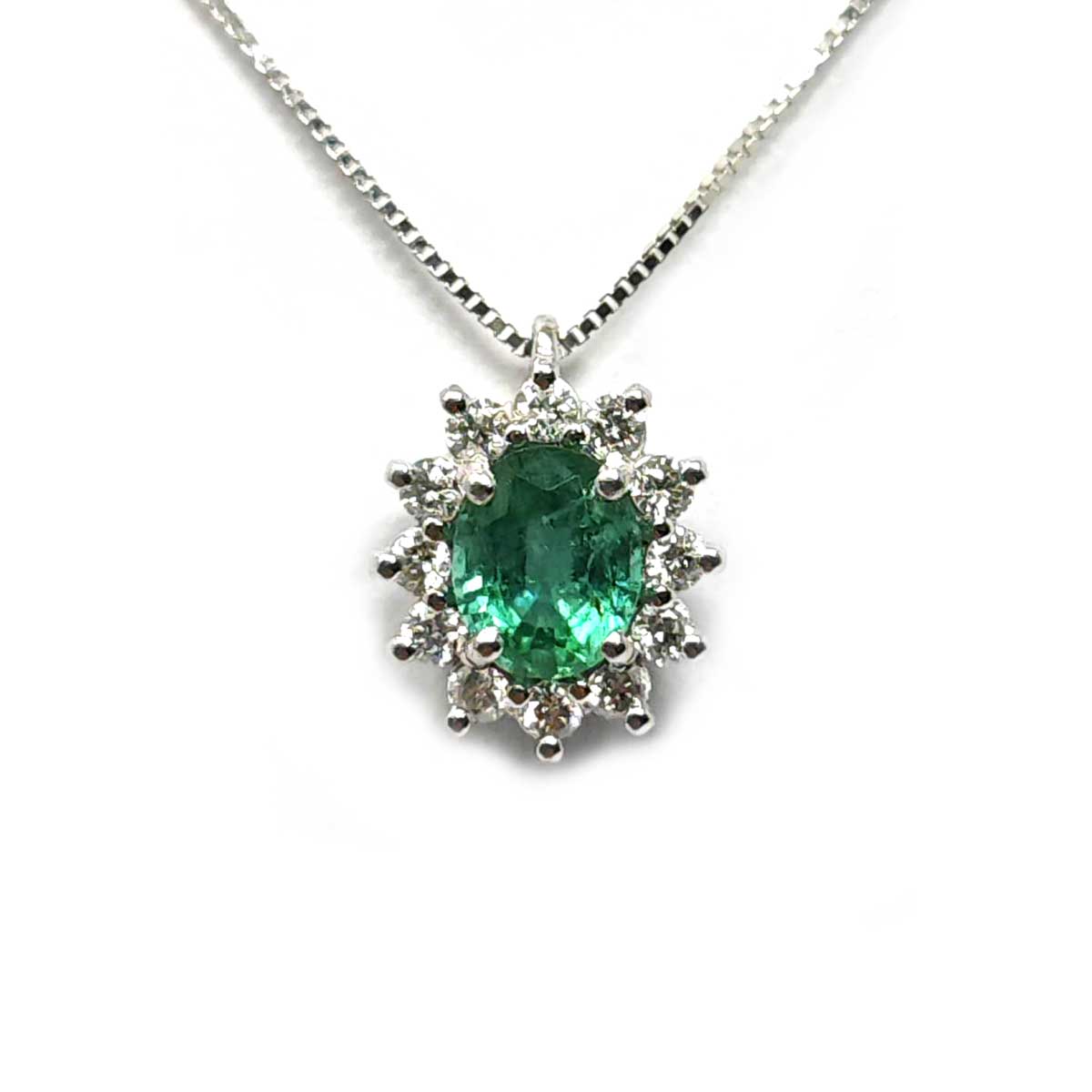 Pendente con Smeraldo CT 0.60 e Diamanti CT 0.25
