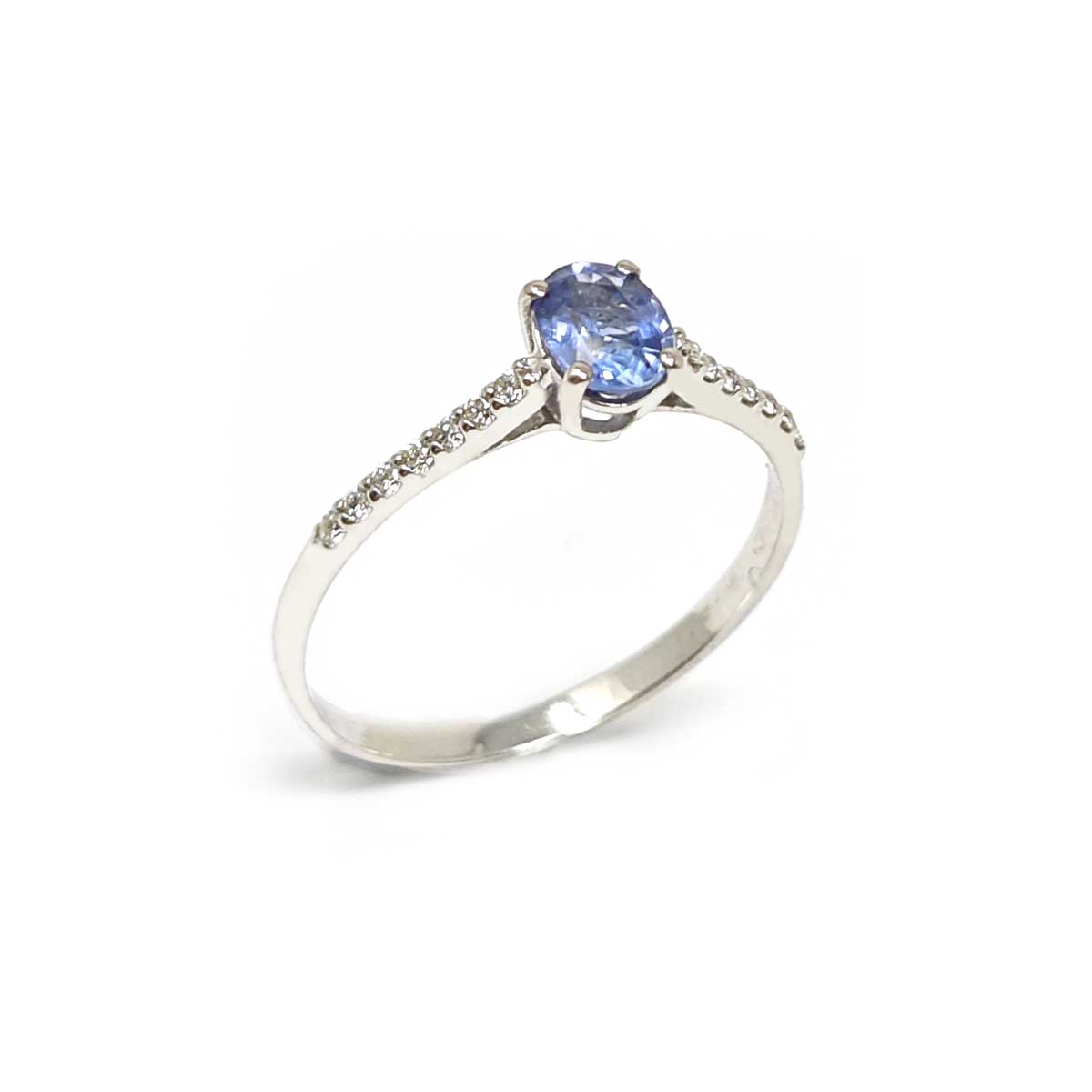 Anello con Zaffiro CT 0.52 e Diamanti CT 0.12