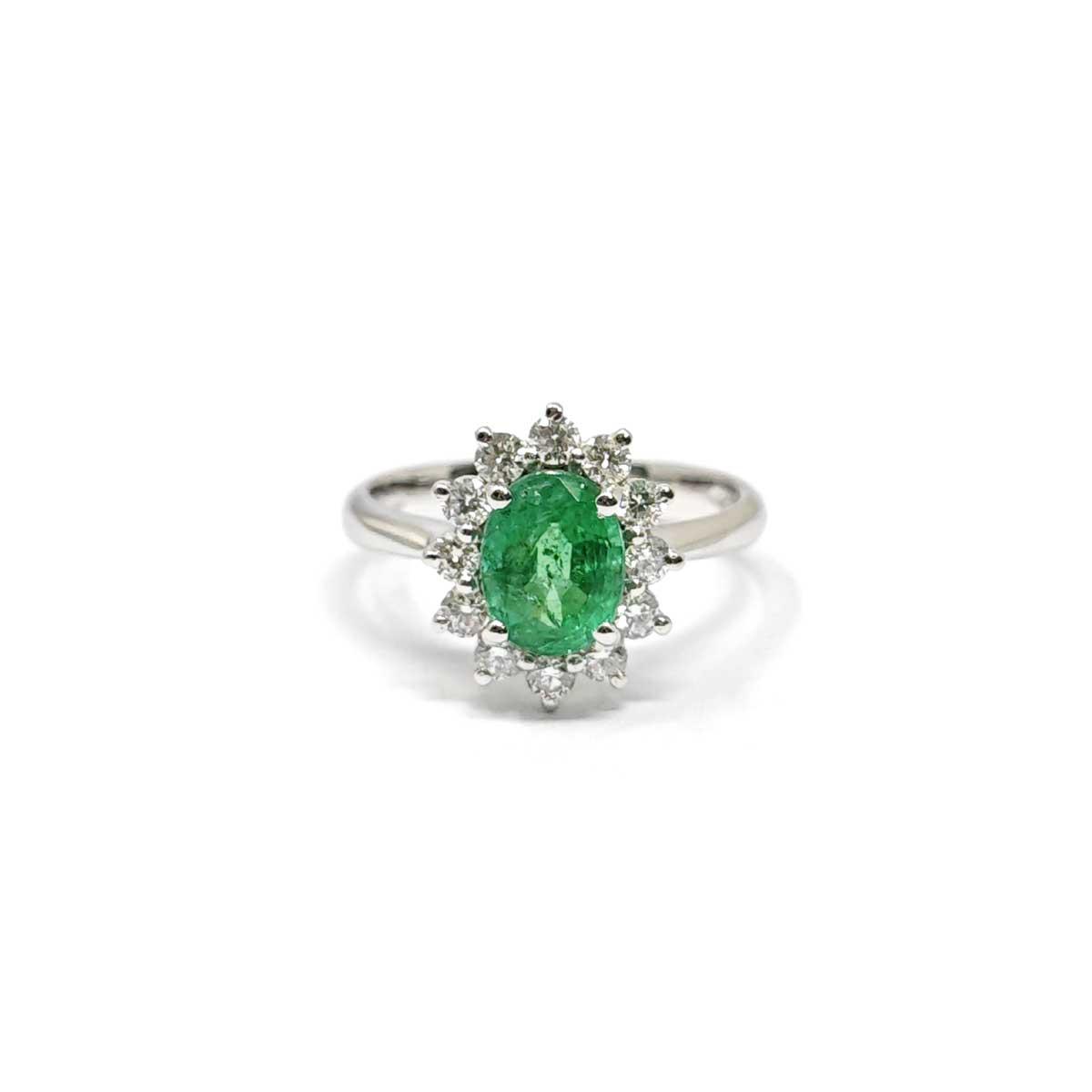 Anello con Smeraldo CT 1.31 e Diamanti CT 0.50