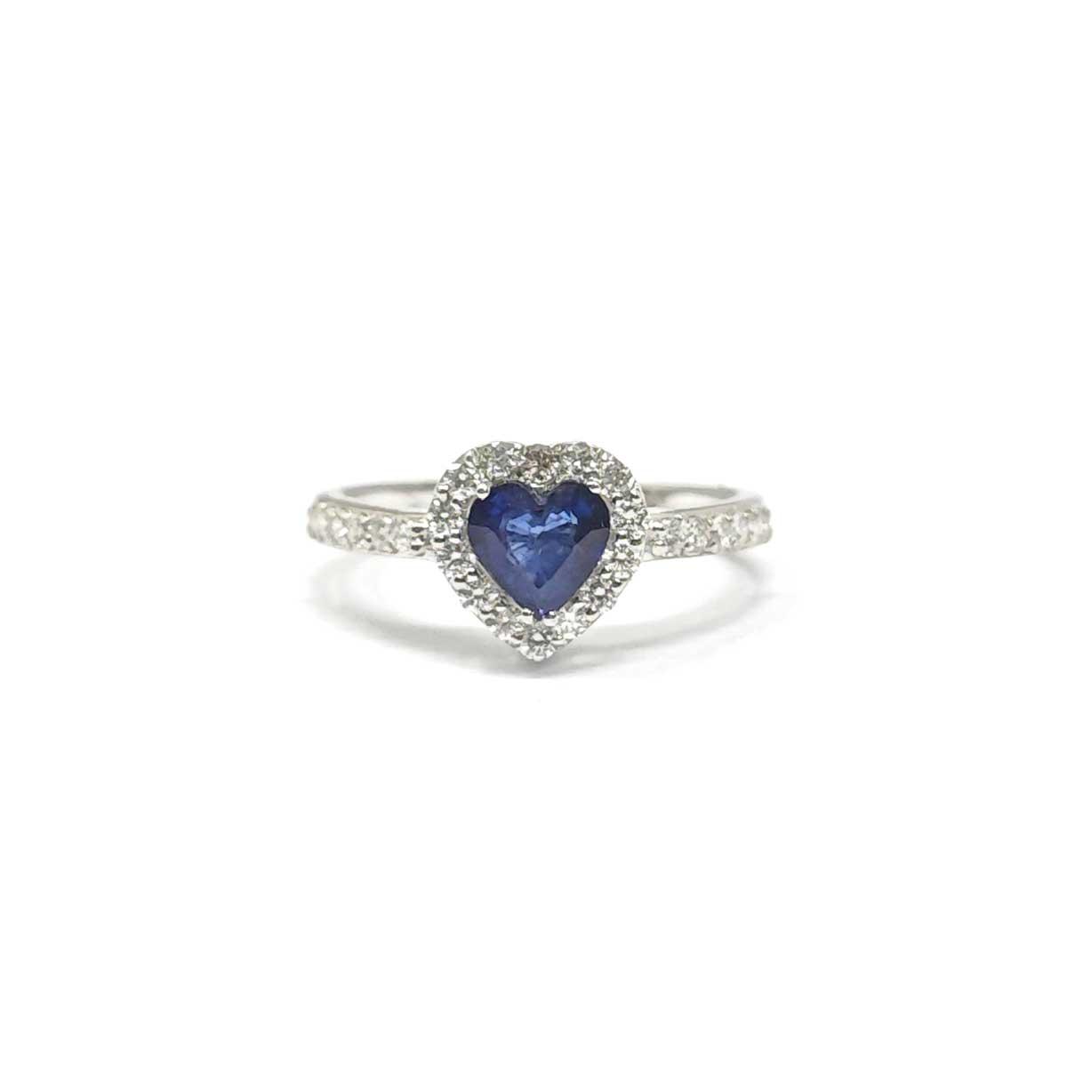 Anello con Diamanti CT 0.45 e Zaffiro Cuore CT 0.79