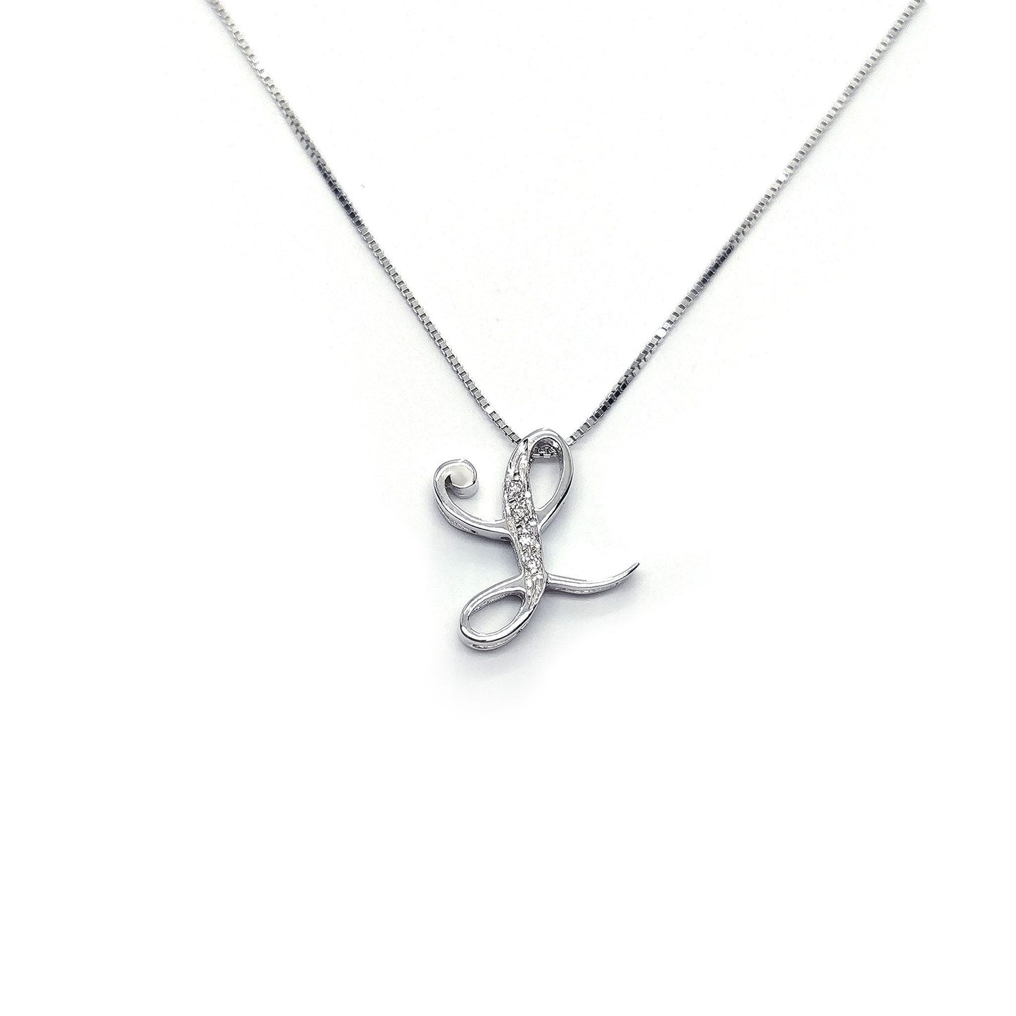 Pendente Lettera L con Diamanti CT 0.04