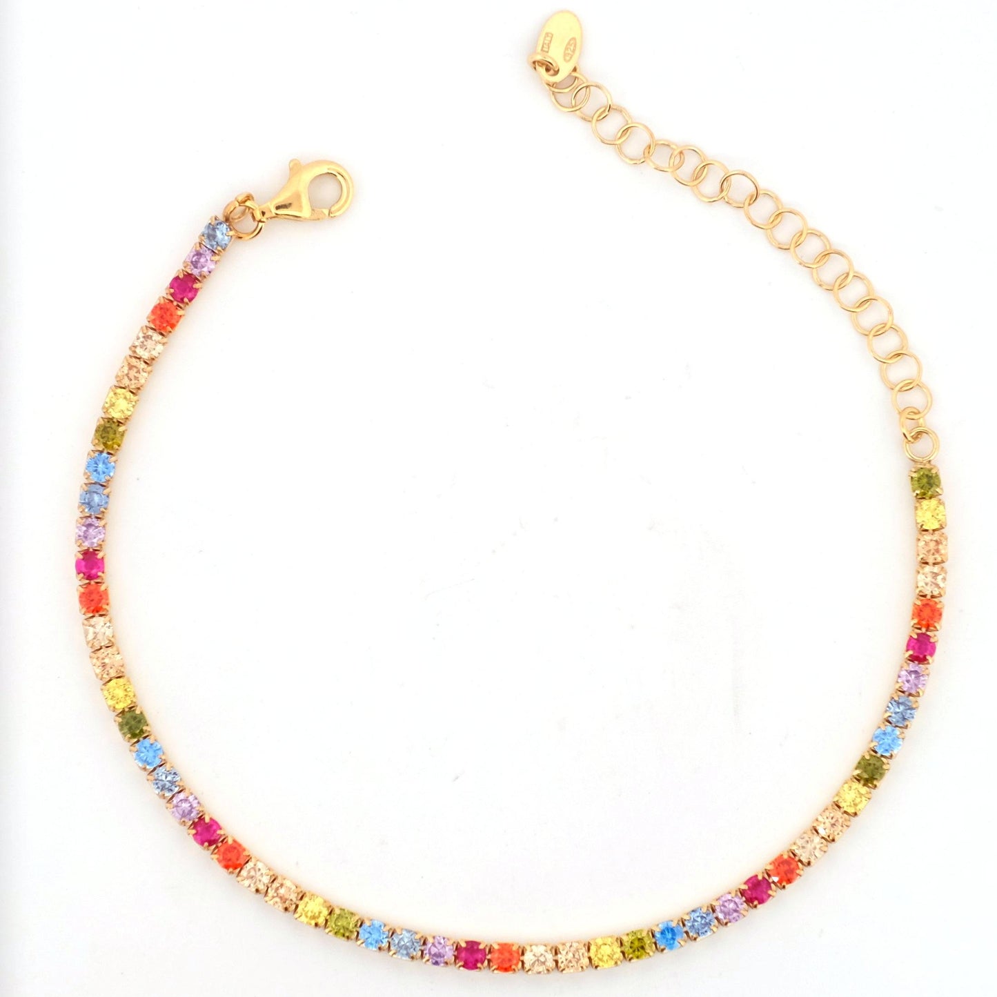 Bracciale Tennis con Zirconi da mm 2 Rainbow cm 16+4