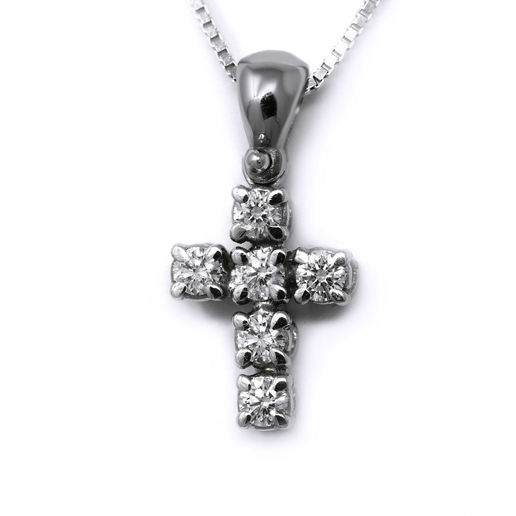 Pendente Croce 4 Griffe con Diamanti CT 0.21