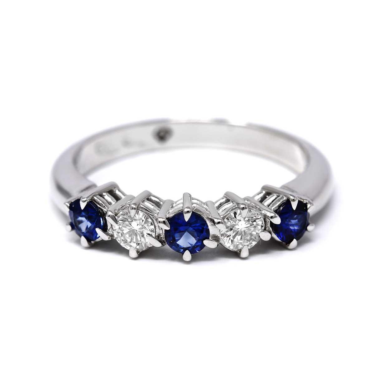 Anello Veretta con Zaffiri CT 0.52 e Diamanti CT 0.26