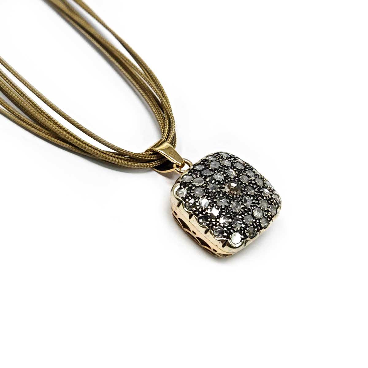 Pendente Toppa Palermitana con Diamanti Corone mm 15.5 Quadrati