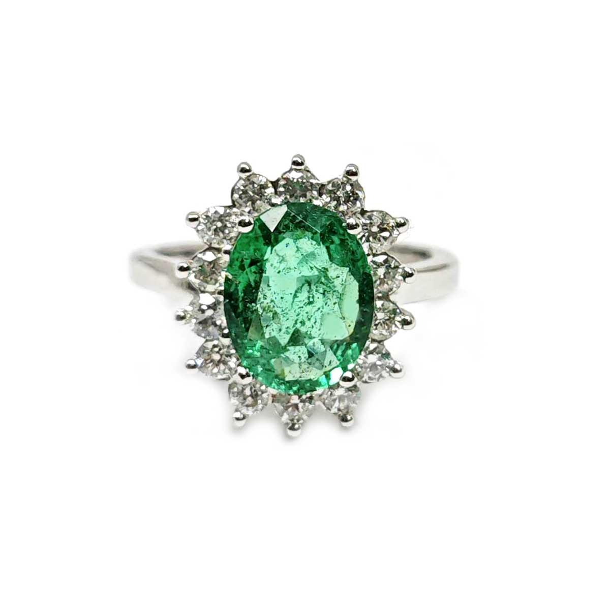 Anello con Smeraldo Certificato CT 2.13 e Diamanti CT 0.56