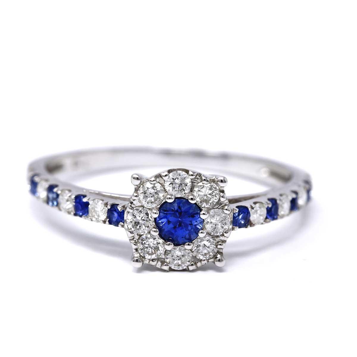 Anello con Zaffiri CT 0.27 e Diamanti Bianchi CT 0.35