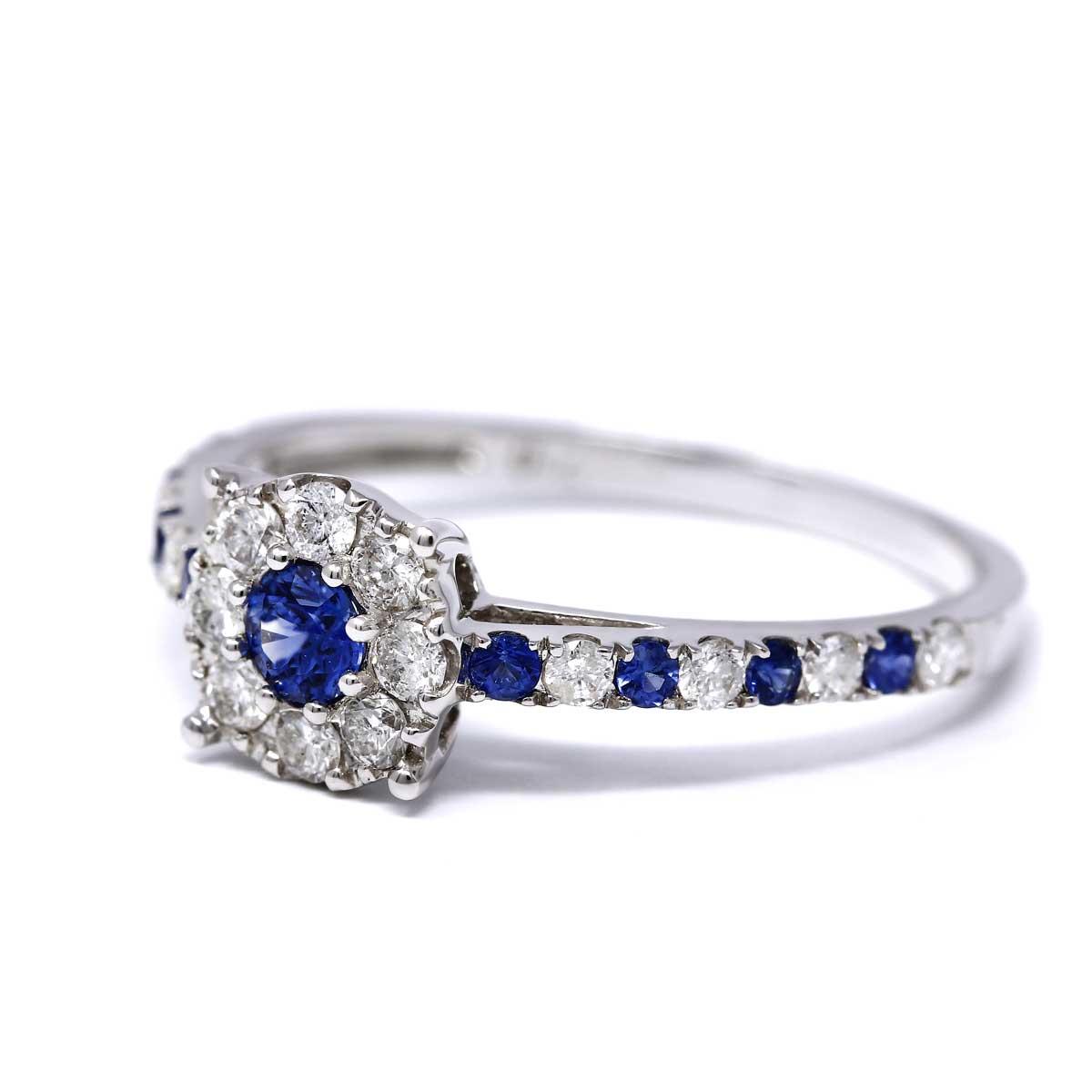Anello con Zaffiri CT 0.27 e Diamanti Bianchi CT 0.35