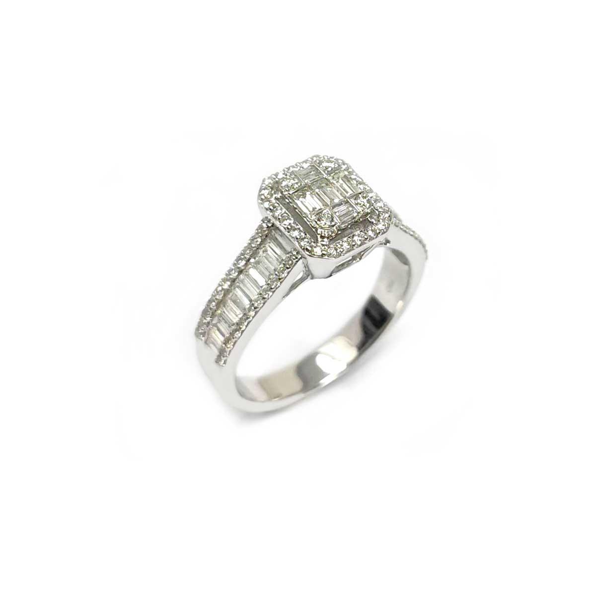 Anello Quadrato con Diamanti CT 0.85