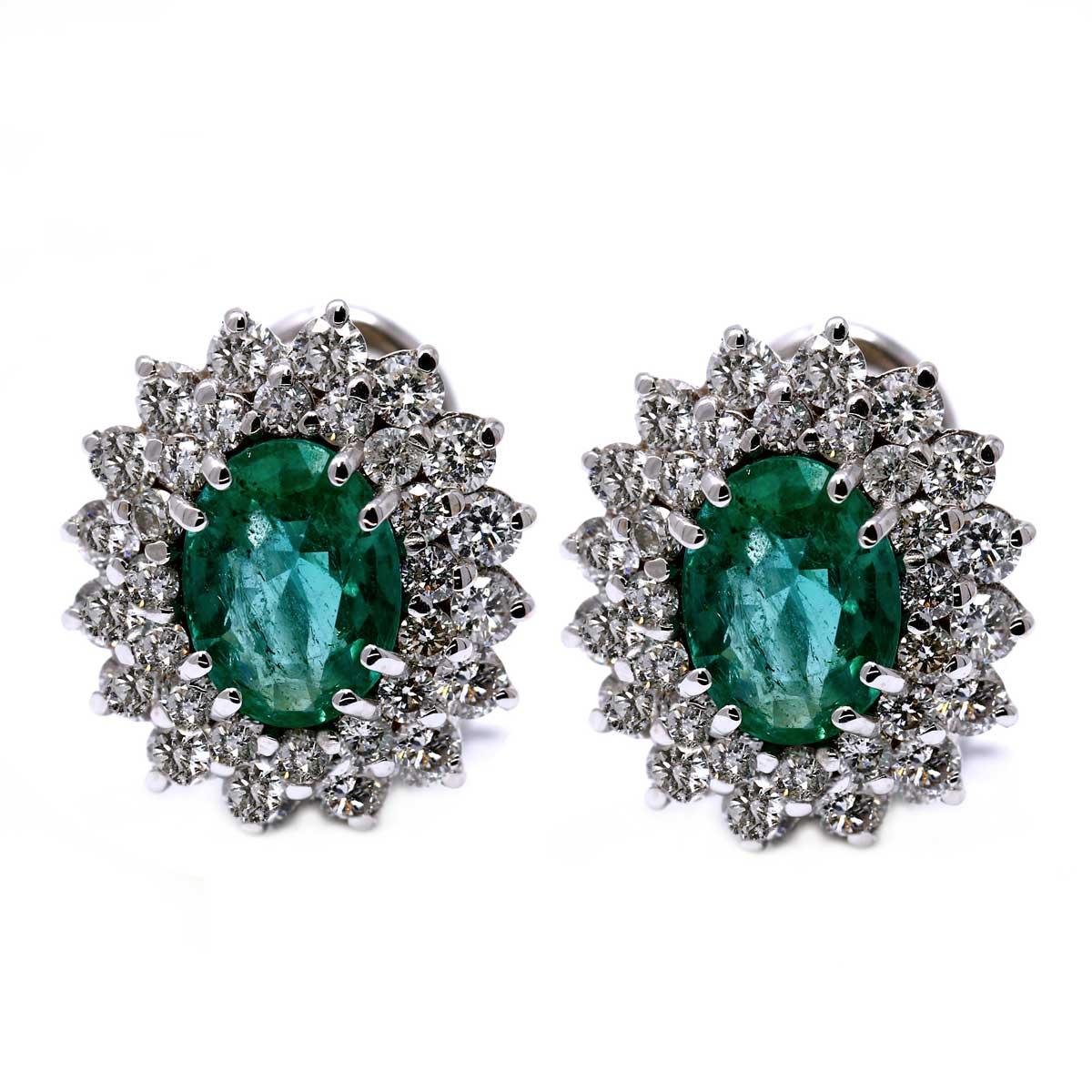 Orecchini con Smeraldi CT 1.93 e diamanti bianchi CT 1.54