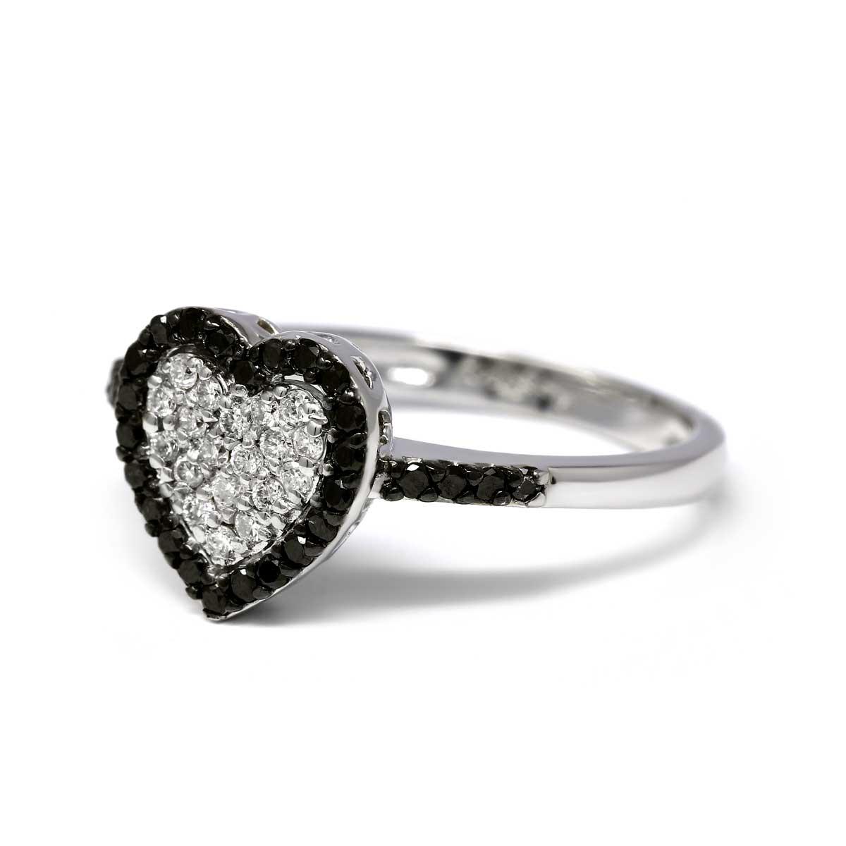 Anello con Diamanti Bianchi CT 0.15 e Neri CT 0.24