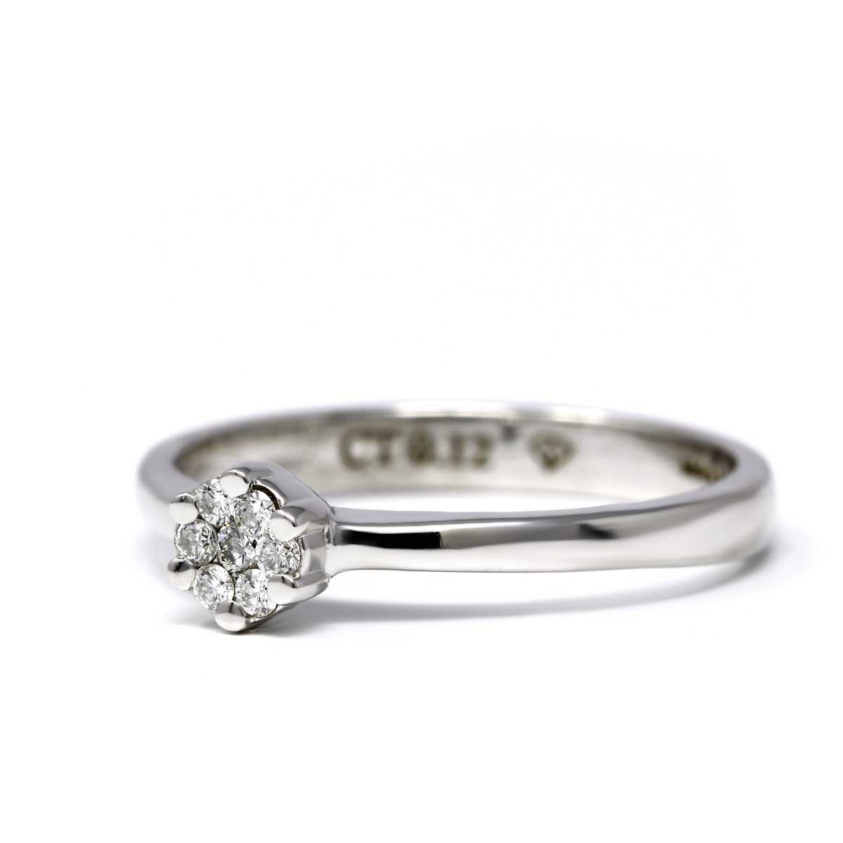 Anello Rosetta Battuta con 7 Diamanti CT 0.12