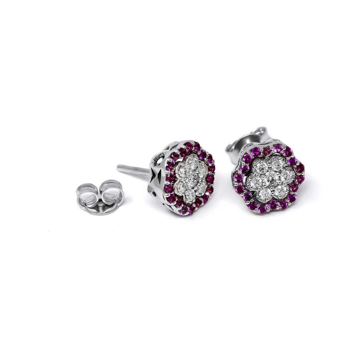 Orecchini Margherita 36 Rubini CT 0.24 e 14 Diamanti CT 0.30