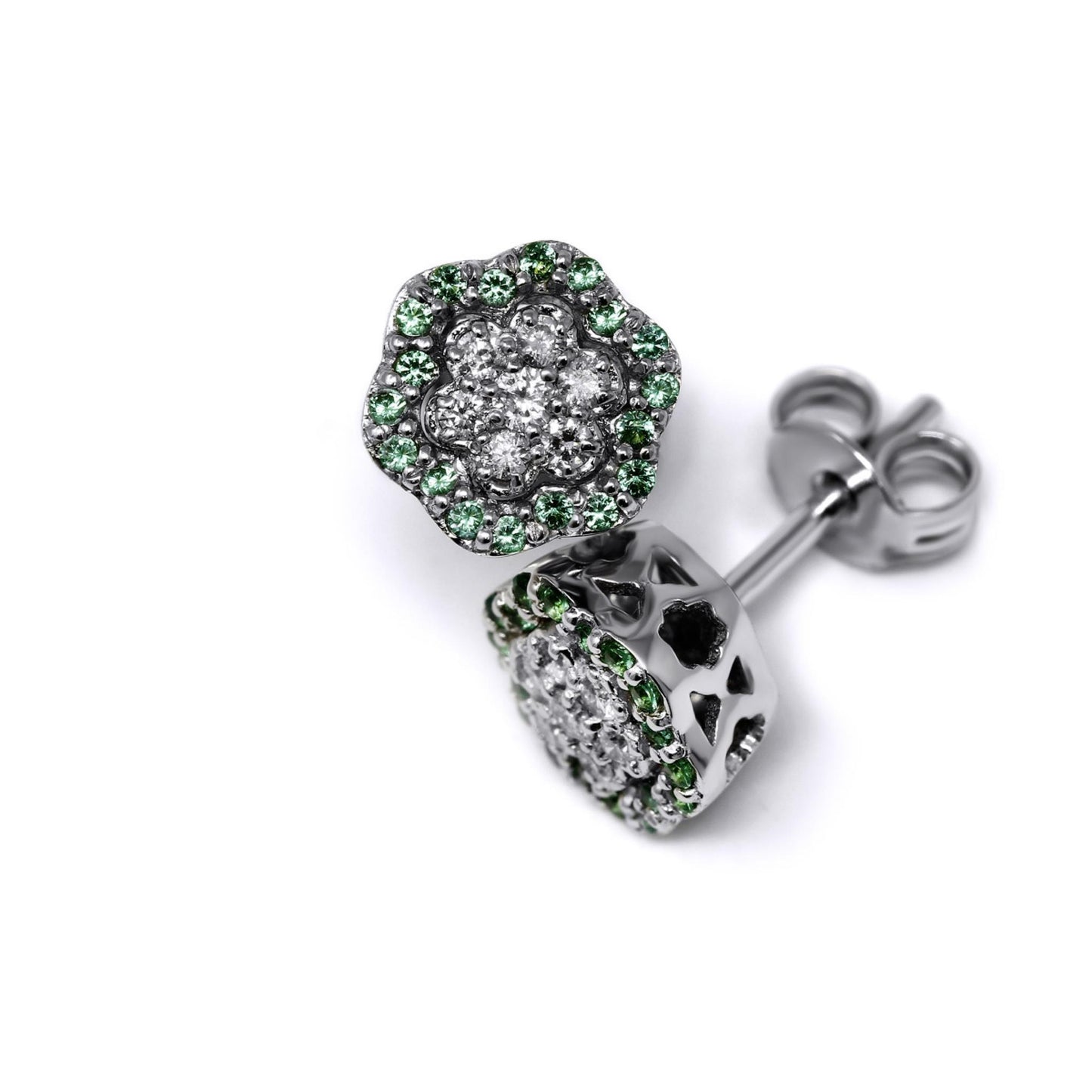 Orecchini Margherita 36 Smeraldi CT 0.18 e 14 Diamanti CT 0.20