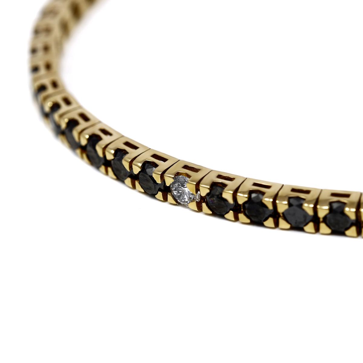 Bracciale Tennis con Diamanti Bianchi CT 0.32 e Diamanti Neri CT 4.87