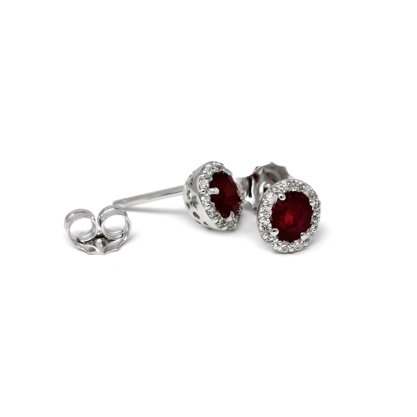 Orecchini con Diamanti CT 0.24 e Rubino CT 0.90