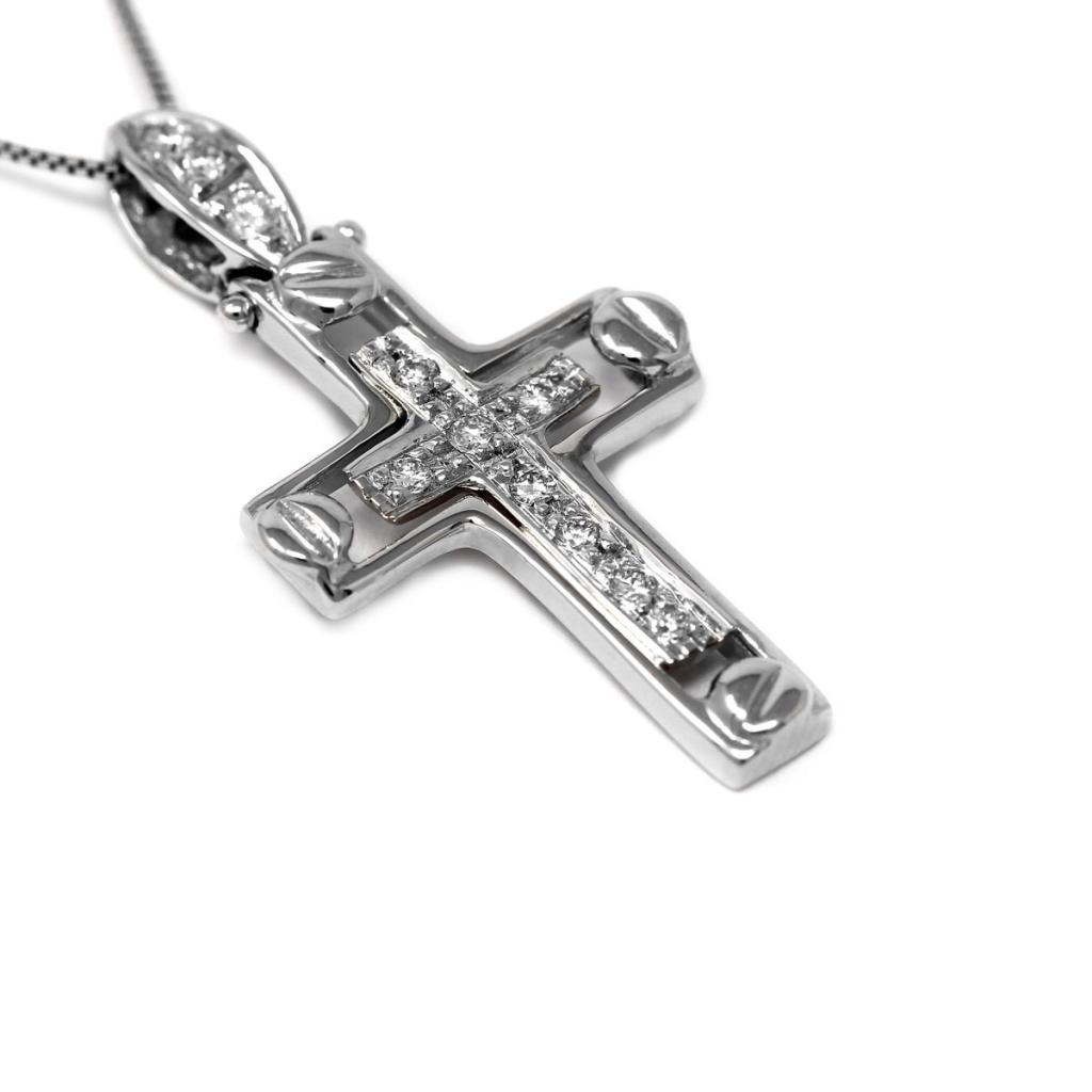 Pendente Croce con 11 Diamanti CT 0.12