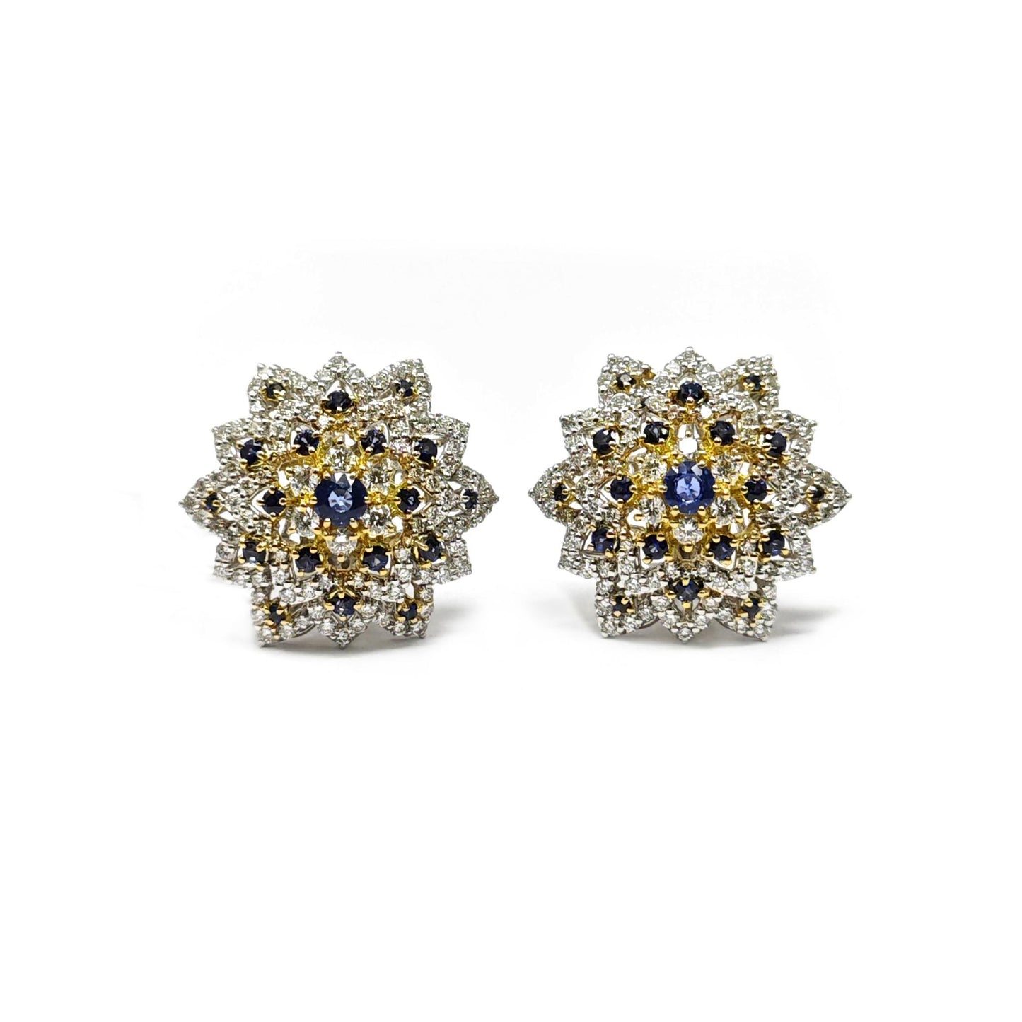 Orecchini Fiore con Zaffiri CT 1.74 e Diamanti CT 5.52
