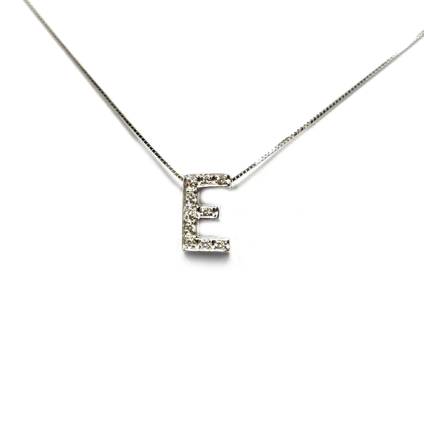 Pendente Lettera E con Diamanti CT 0.04