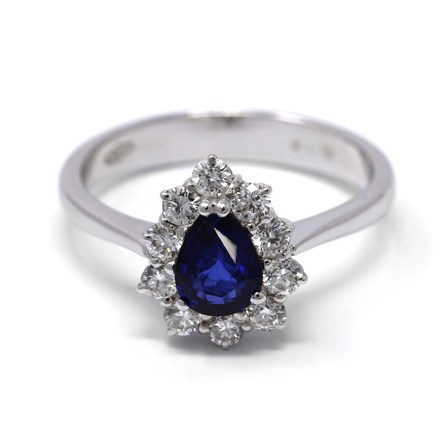 Anello a goccia con Zaffiro 0.75 e Diamanti CT 0.46
