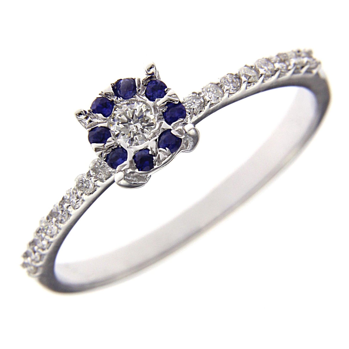 Anello con Zaffiri CT 0.06 e Diamanti CT 0.17