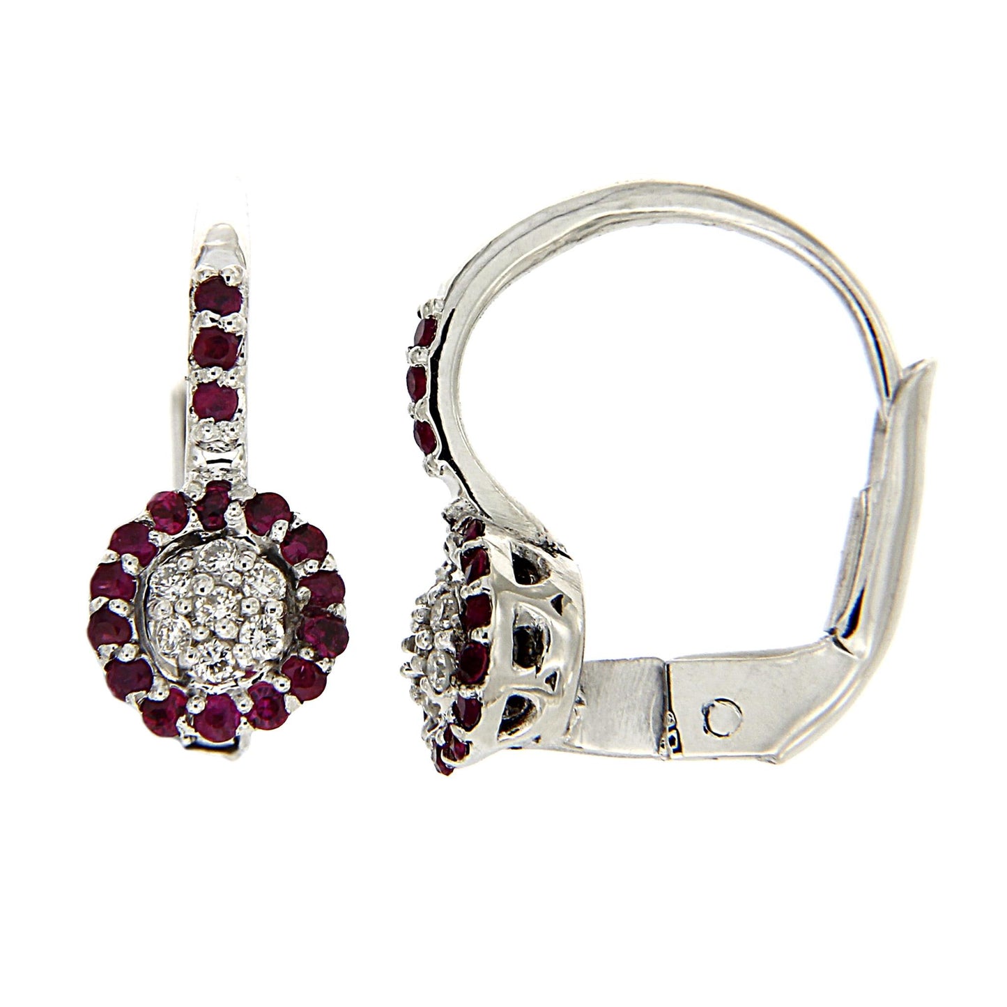 Orecchini con Diamanti Bianchi CT 0.08 e Rubini CT 0.22