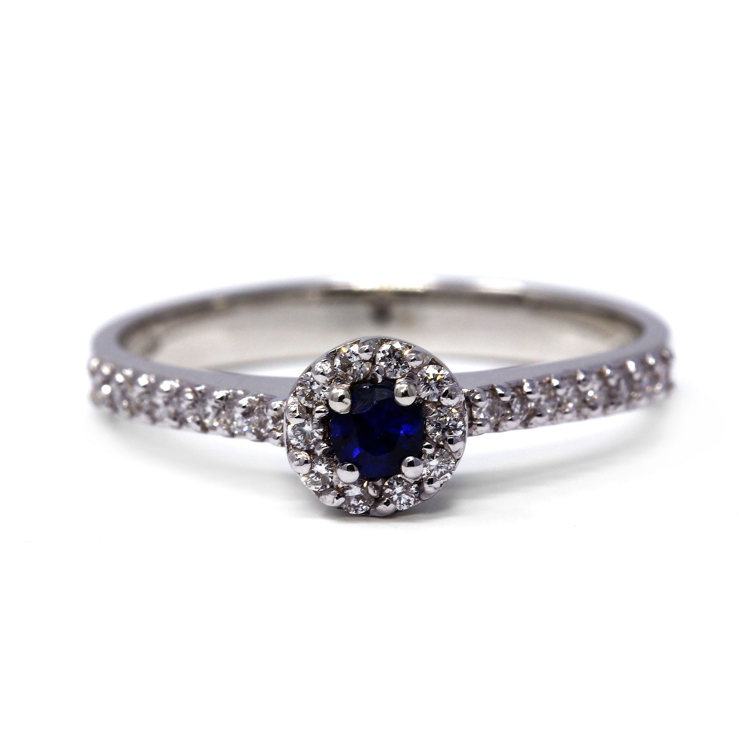 Anello tondo con Zaffiro CT 0.10e Diamanti Bianchi CT 0.22