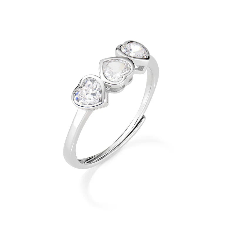Anello Regolabile Tre Cuori Bianchi Ref. AN3CUBBZ2