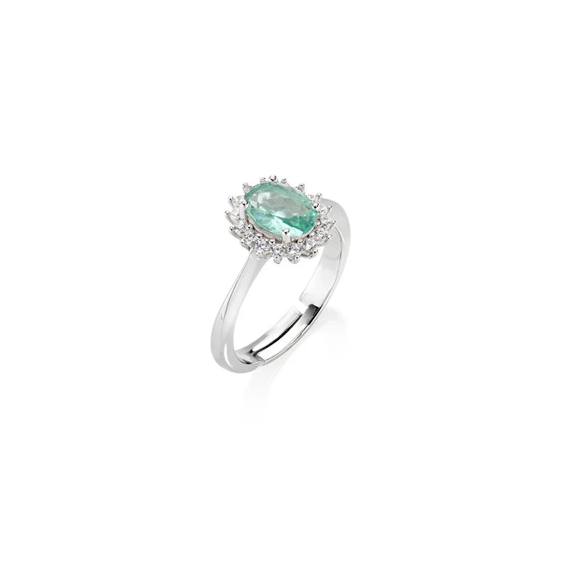 Anello Mini Royal Lady con Zircone Verde Acqua Ref. ANLDPBBVA2