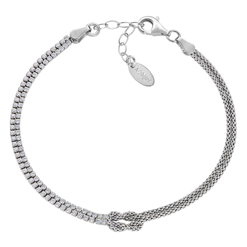 Bracciale Nodo d'Amore con Zirconi Bianchi Ref. BRNOAMBBZ16