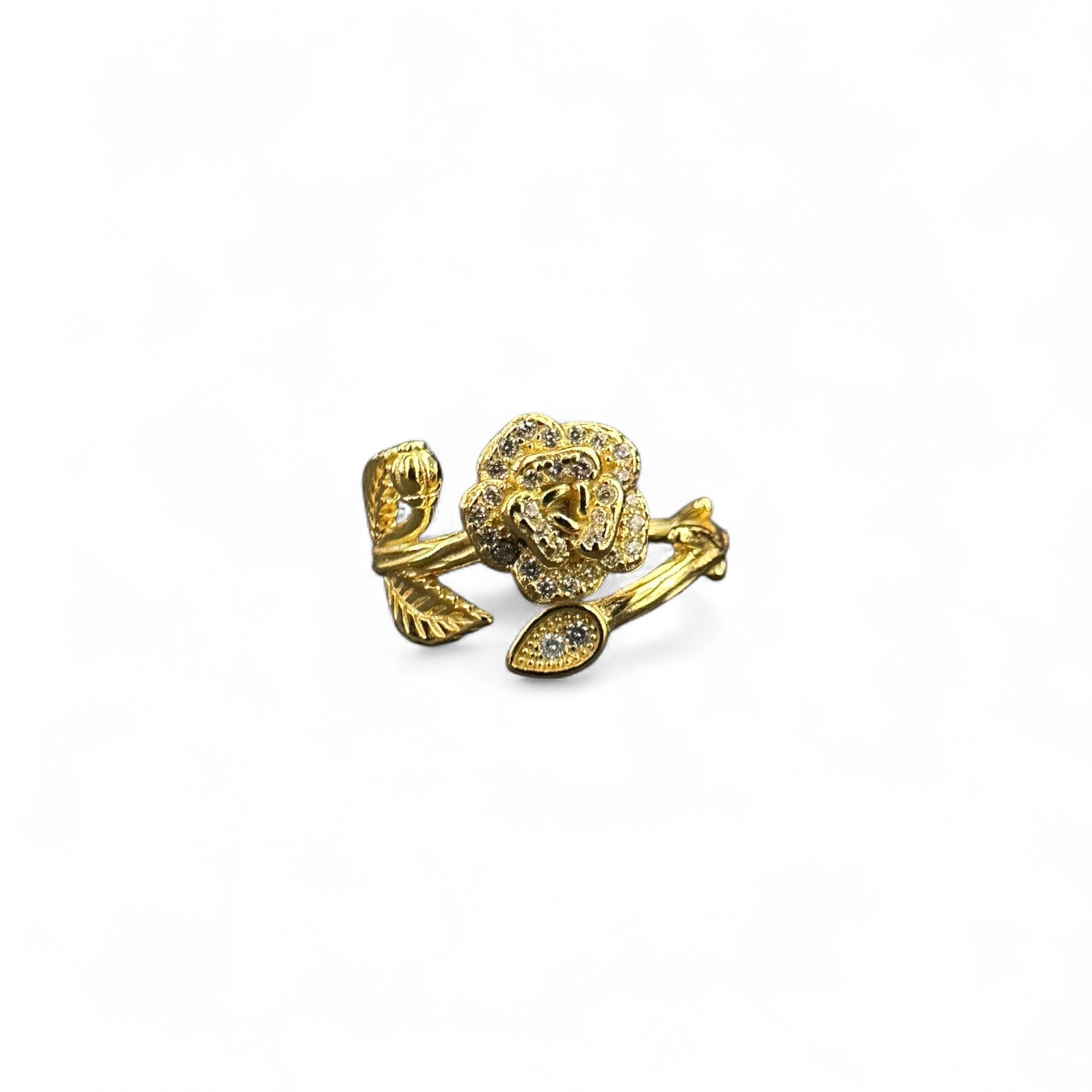 Anello con Rosa zirconata in argento 925 dorato