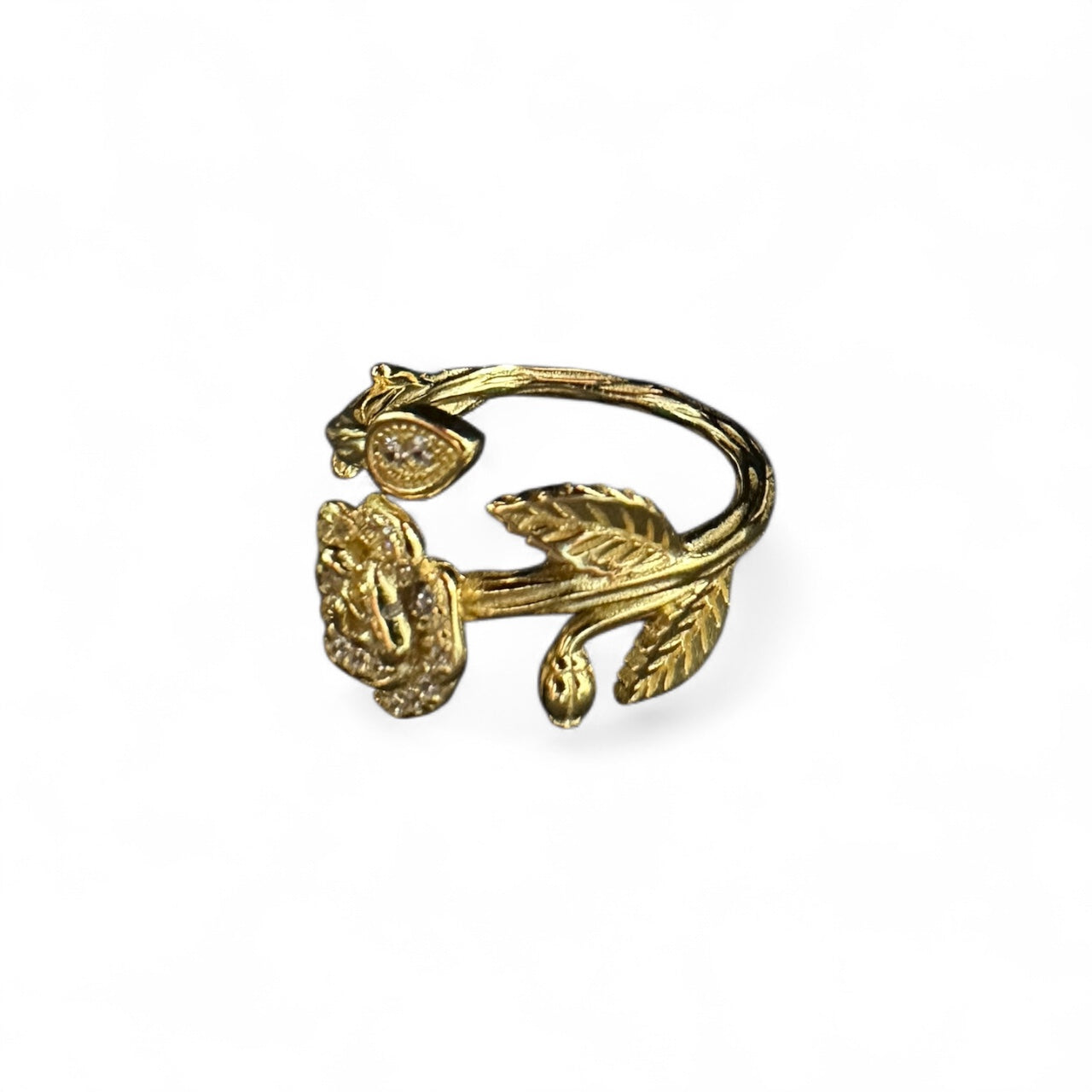 Anello con Rosa zirconata in argento 925 dorato