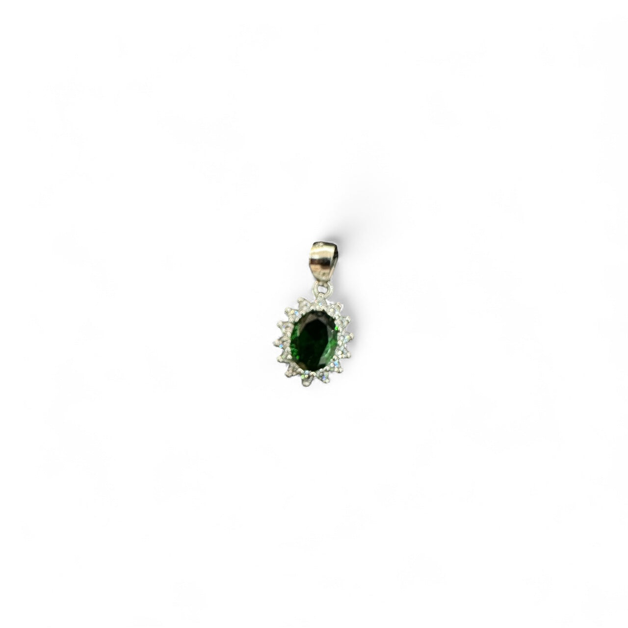 Pendente Cestello in Argento 925 con Pietra Verde 9x7