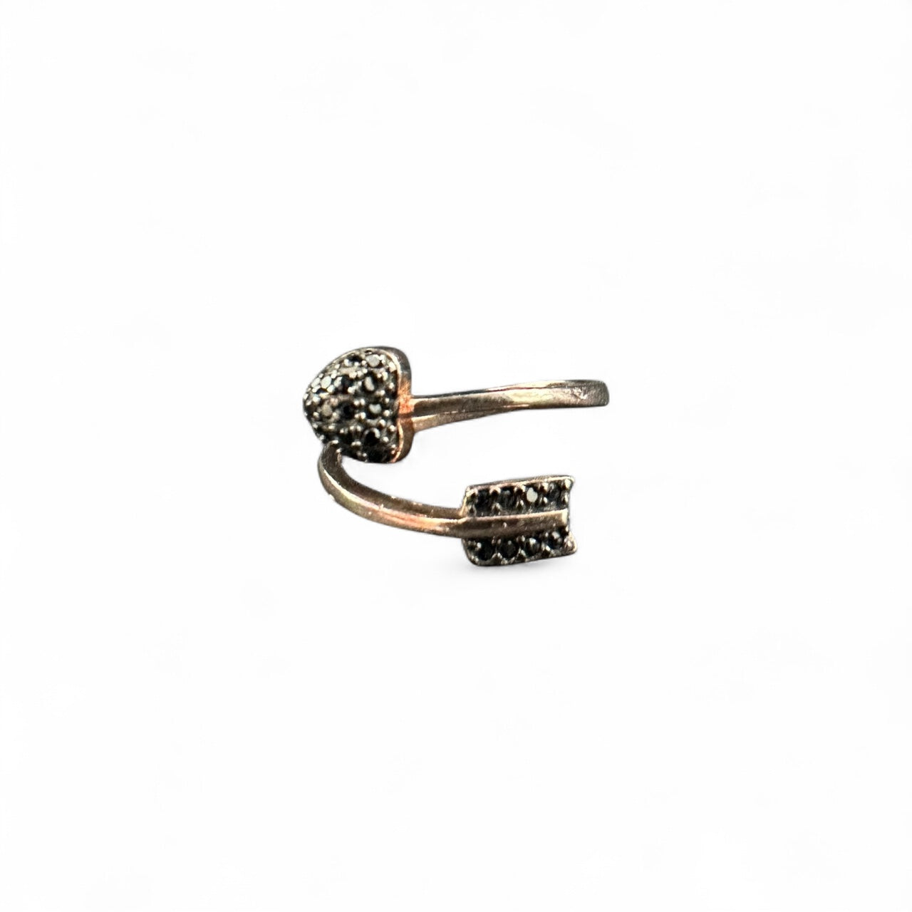 Anello in Argento 925 Rosa con zirconi neri mis 15 Regolabile