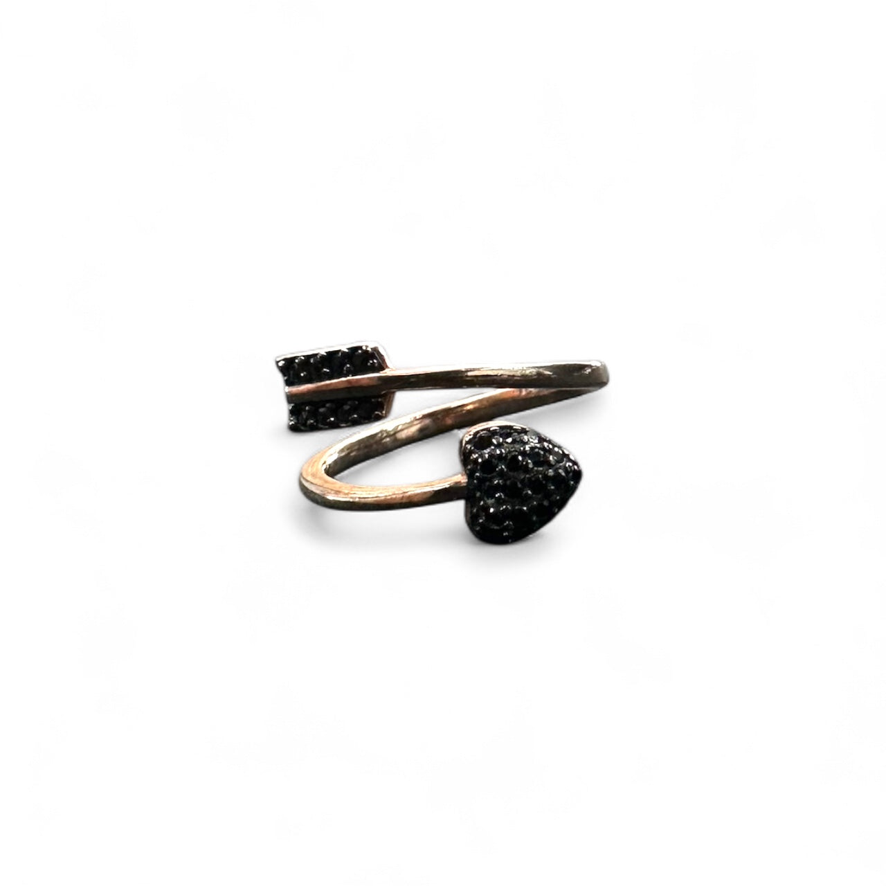 Anello in Argento 925 Rosa con zirconi neri mis 15 Regolabile