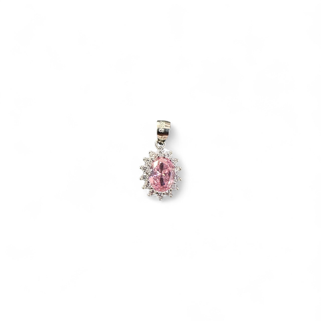 Pendente Cestello in Argento 925 con Pietra Rosa 9x7