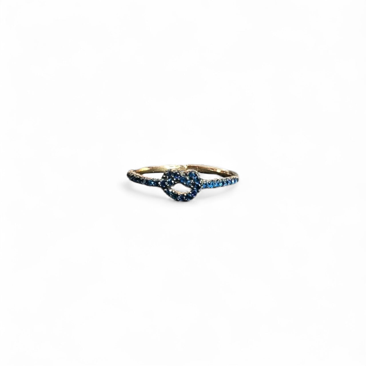 Anello Rosato nodino con zirconi blu